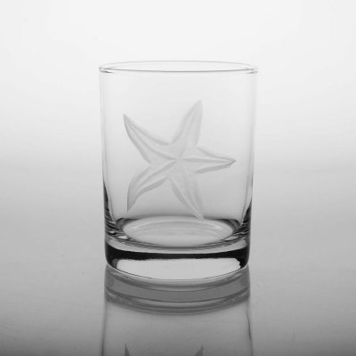 14 fl oz Etched Starfish Old Fashioned Glass