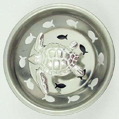 3" Round Silver Sea Turtle Sink Strainer