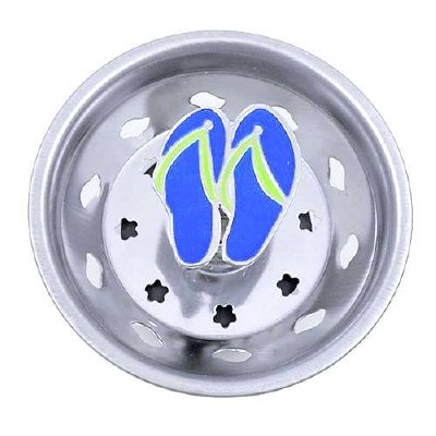 3" Round Blue Enamel Flip Flops Sink Strainer