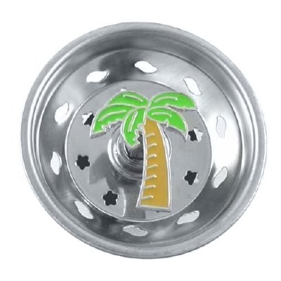 3" Round Green Enamel Palm Tree Sink Strainer