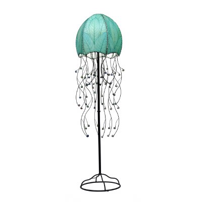 64" Sea Blue Cocoa Leaf Jellyfish Floor Lamp