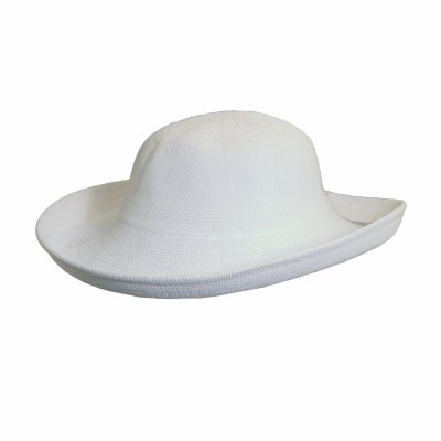 4" White Knit Rolled Brim Hat
