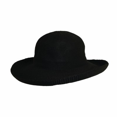 4" Black Brown Knit Rolled Brim Hat