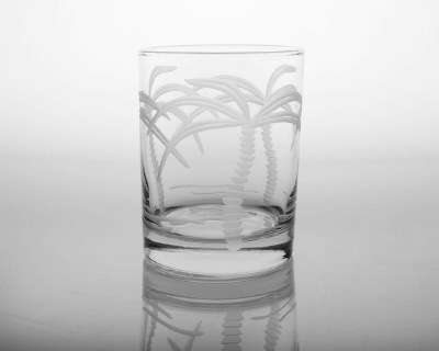14 fl oz Etched Palm Tree Old Fashioned Glass
