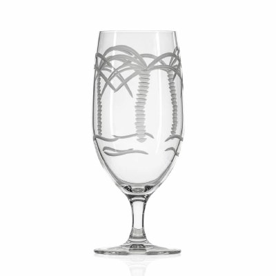 16 oz Etched Palm Tree Footed Ice Tea Glass
