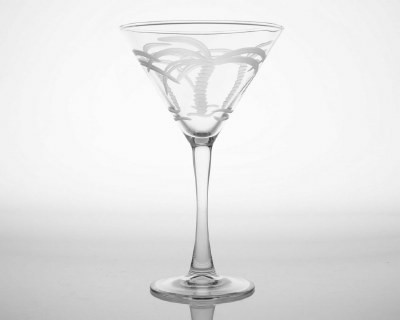 10 fl oz Etched Palm Tree Martini Glass