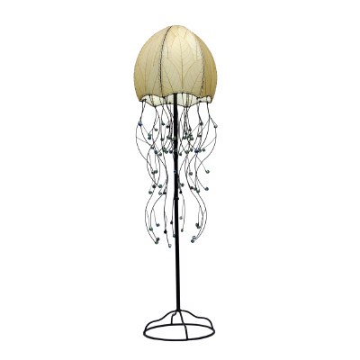 64" Natural Cocoa Leaf Jellyfish Floor Lamp
