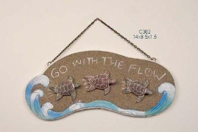 7" x 14" Go With The Flow Sea Turtle Sign