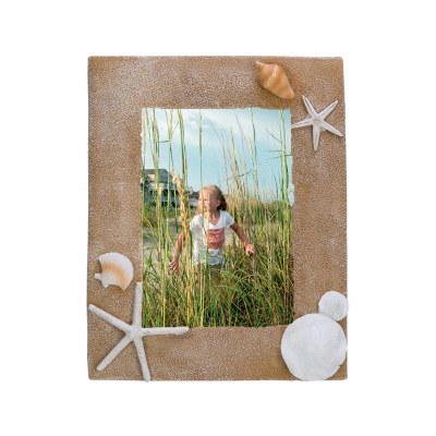 4 x 6" Beige Photo Frame with Sand Dollar, Shell and Starfish