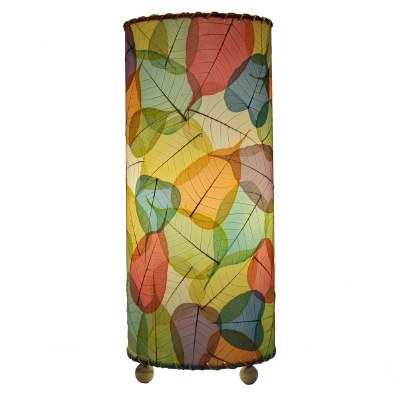 17" Multicolor Banyan Leaf Cylinder Lamp