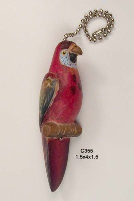 4" Red Parrot Fan Pull Chain Fob