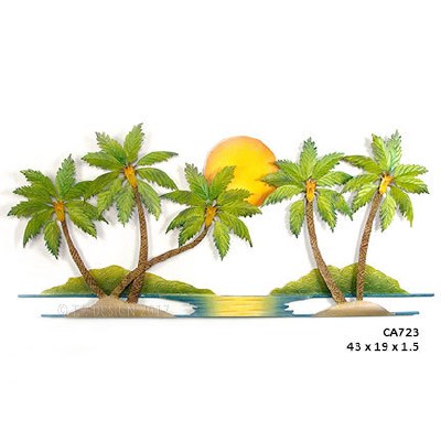 49" x 19" Palms Large Coastal Metal Wall Art Plaque