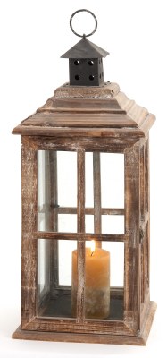 23" Square Wood & Glass Lantern
