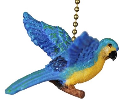 2" Blue and Yellow Parrot Fan Pull