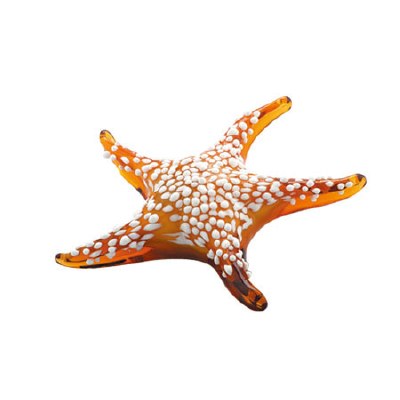 7" Glass Amber Starfish with White Dots