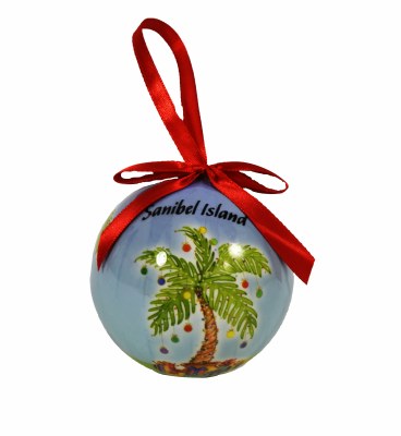 3" Sanibel Island Holiday Palm Ball Ornamen
