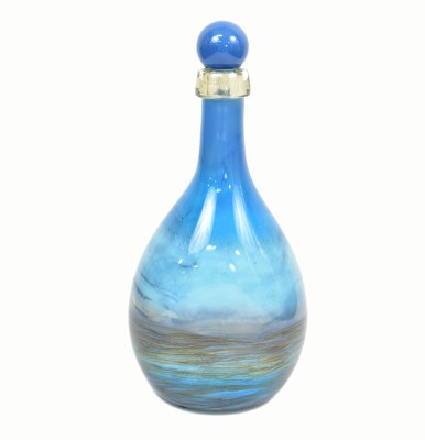 17" Blue Oceanside Glass Bottle with Stopper