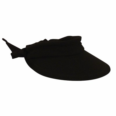 12" Black Cloth Bow Velcro Adjustable Visor