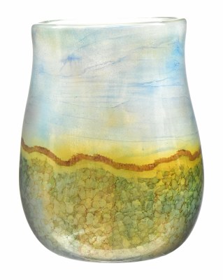 13" Rectangular Blue and Green Jardin Glass Vase