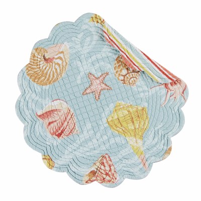 17" Round Blue Quilted St. Martin Sea Life Place Mat