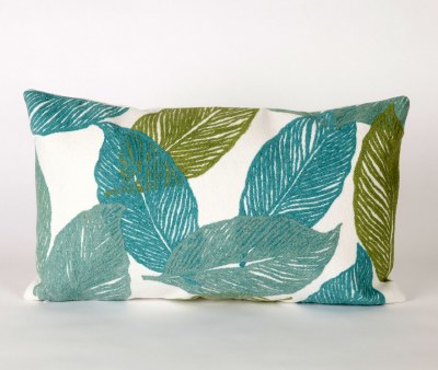 12" x 20" Aqua Mystic Leaf Pillow