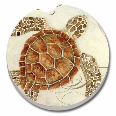 3" Brown Sea Turtle Swimming Car Coaster