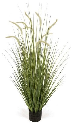 48" Potted Two Tone Green Artificial Foxtail Grass