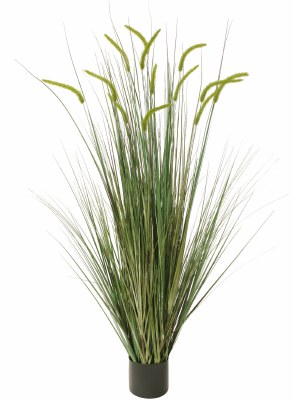 60" Potted Two Tone Green Artificial Foxtail Grass