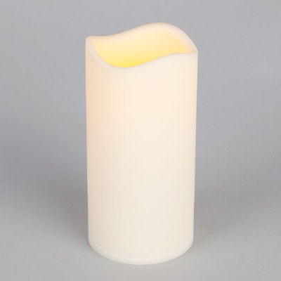 3" x 6" Wavy Ivory LED Pillar Outdoor Candle