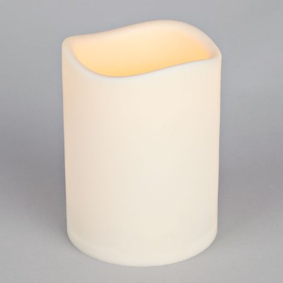 4.5" x 6" Wavy Ivory LED Pillar Outdoor Candle