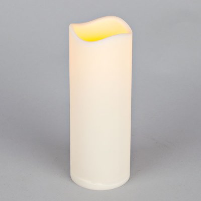 3" x 8" Wavy Ivory LED Pillar Outdoor Candle