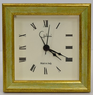 5" Sq Green and Gold Sitting Clock