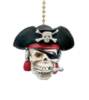 2" Multicolor Pirate Skull Fan Pull