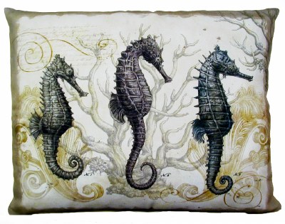 18" x 23" Seahorse Trio Pillow