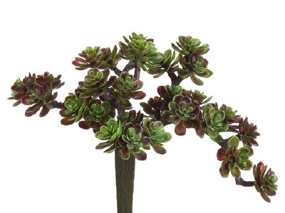 5" Faux Green & Burgundy Artificial Sedum Succulent