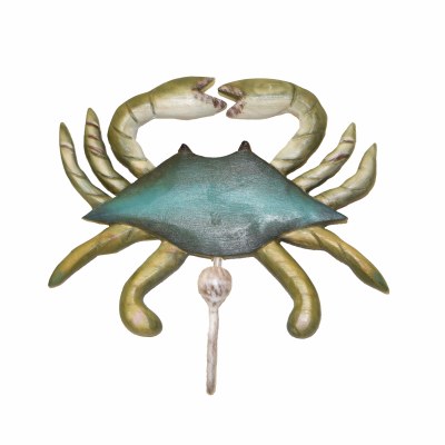 9" Large Wooden Blue Crab Wall Hook