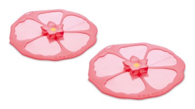 4" Set of 2 Mini Pink Silicone Hibiscus Bloom Lids