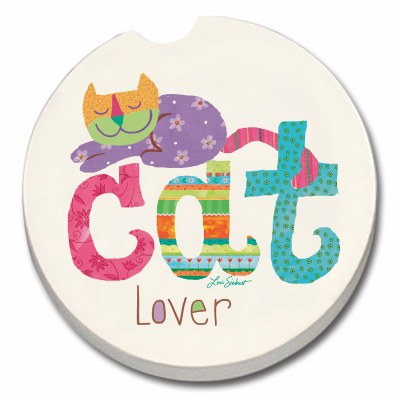 3" Multicolor Happy Cat Lover Car Coaster