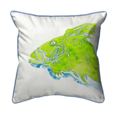 18" Sq Green Fish Decorative Pillow