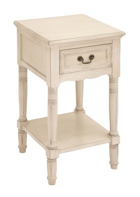 29" Distressed White Finish 1 Drawer End Table