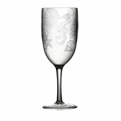 15 oz. Oceanic Embossed Clear Acrylic Stemmed Wine Glass