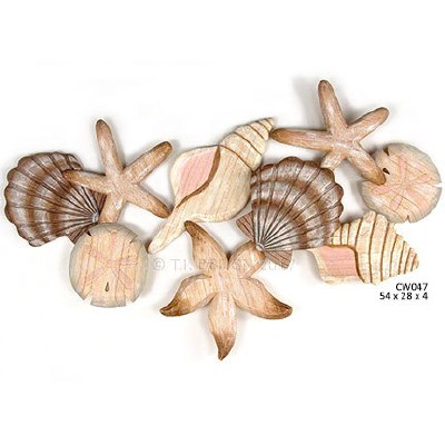 51" Wash Finish Carved Shell Cluster Plaque