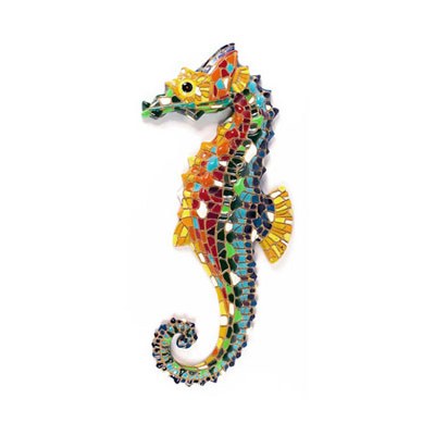 4" Multicolor Mosaic Seahorse Magnet