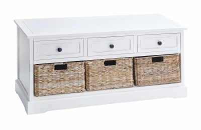 42" Off-White 3 Drawer 3 Basket Cabinet