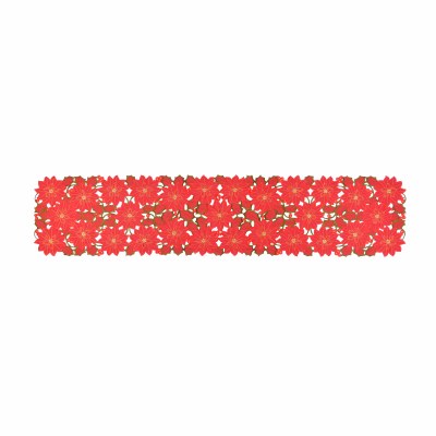 13" x 69" Red Openwork Poinsettia Runner