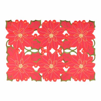 12" x 18" Red Openwork Poinsettia Placemat