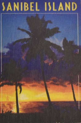 Sanibel Island Palm Tree Sunset Wood Magnet