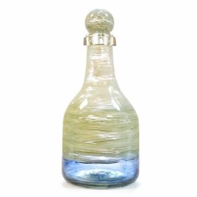 15" Blue Ocean Glass Bottle with Stopper