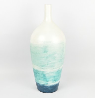 20" Medium Blue Cerulean Ceramic Vase
