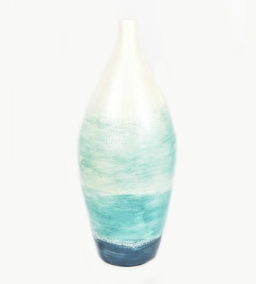 17" Small Blue Cerulean Ceramic Vase